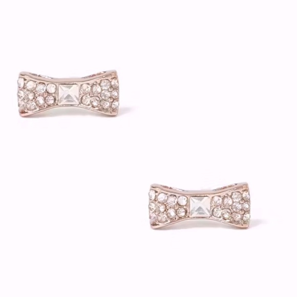Kate Spade Bow earrings rose gold. Ready Set Bow Pave Bow Studs - Picture 2 of 5